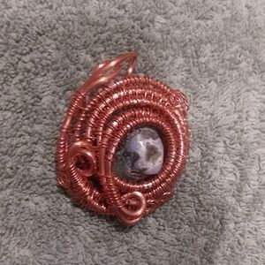 Wire wrapped tree agate